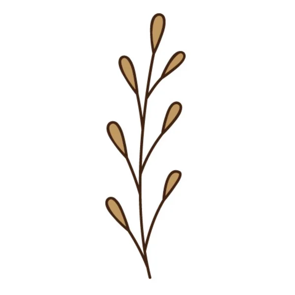 Абстрактная Веточка Желтыми Листьями Травинка Осеннее Время Ботанический Элемент Оформления — стоковый вектор