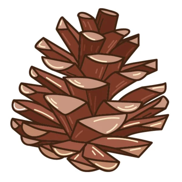 Cone Pinheiro Símbolo Floresta Outono Colheita Elemento Design Botânico Com —  Vetores de Stock