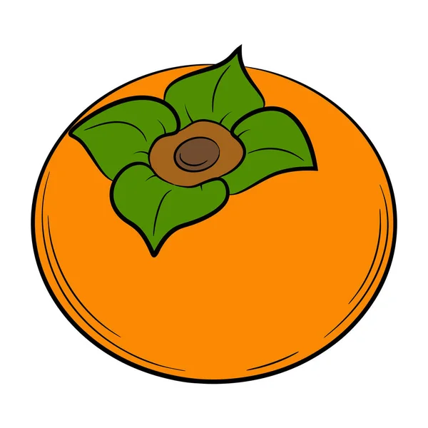 Persimmon Fruit Linear Style Colorful Vector Decorative Element Drawn Hand — 스톡 벡터