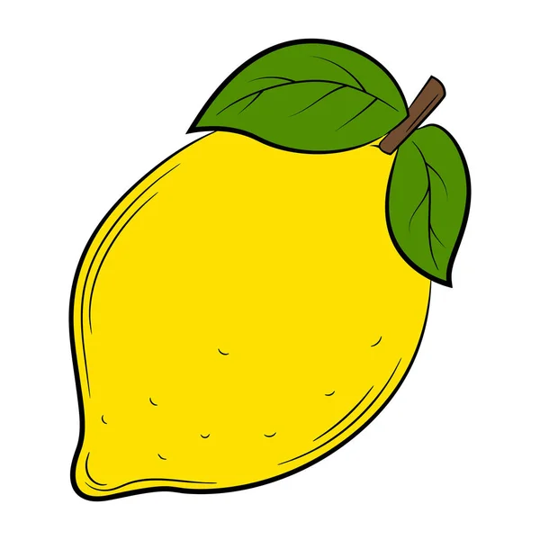 Lemon Buah Dalam Gaya Linear Elemen Dekoratif Vektor Berwarna Digambar - Stok Vektor
