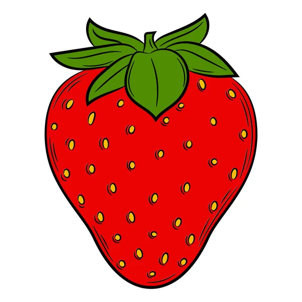Strawberry Fruit Linear Style Colorful Vector Decorative Element Drawn Hand — 스톡 벡터
