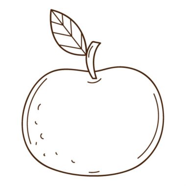 Kırmızı elma. Meyve. Sonbaharın sembolü, hasat. Tasarım öğesi ana hatlarıyla. Doodle, elle çizilmiş. Siyah beyaz vektör çizimi. Beyaz bir arkaplanda izole edilmiş