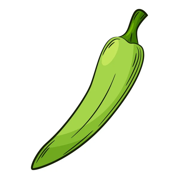 Τσίλι Πέπερ Ένα Λαχανικό Γραμμικό Στυλ Ζωγραφισμένο Χέρι Συστατικά Τροφίμων — Διανυσματικό Αρχείο