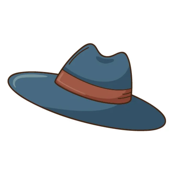 Ein Blauer Hut Mit Krempe Kopfsache Gestaltungselement Mit Umriss Das — Stockvektor