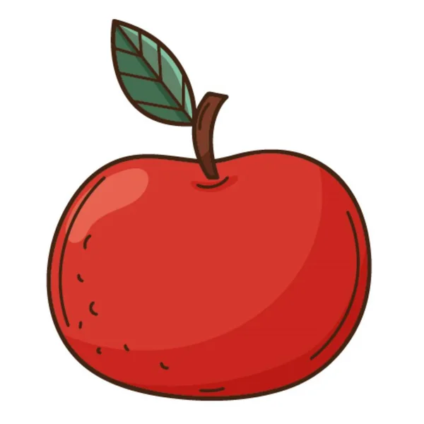 Червоне Яблуко Фрукти Символ Осені Урожаю Дизайн Елемента Контуром Додл — стоковий вектор