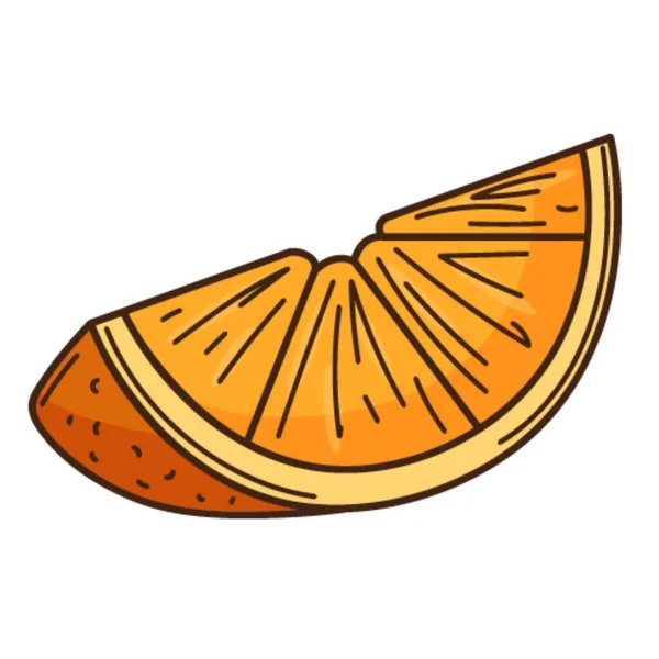 Kousek Pomeranče Prvek Návrhu Potravin Obrysem Čmáranice Ručně Kreslená Plochý — Stockový vektor