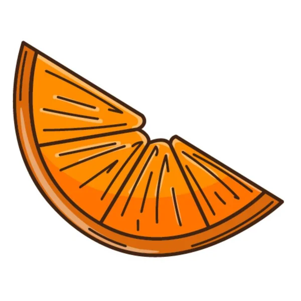 Kousek Pomeranče Prvek Návrhu Potravin Obrysem Čmáranice Ručně Kreslená Plochý — Stockový vektor