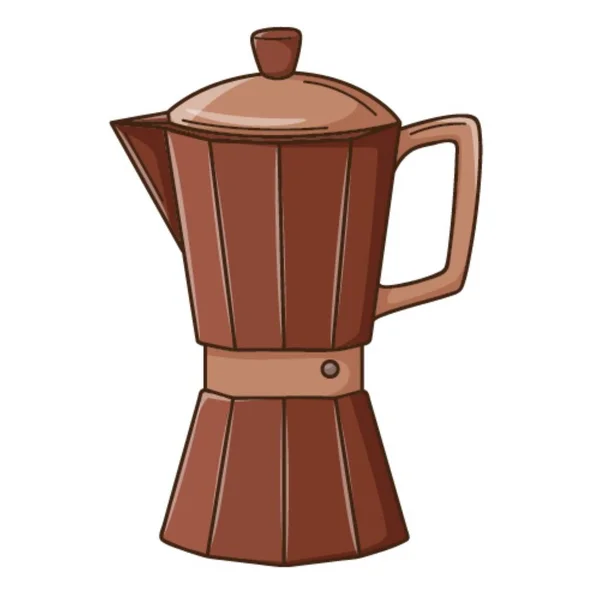 咖啡壶 间歇式咖啡壶 土耳其咖啡 厨房设备 带有概要的设计元素 平面设计 彩色矢量图解 被白色背景隔离 — 图库矢量图片