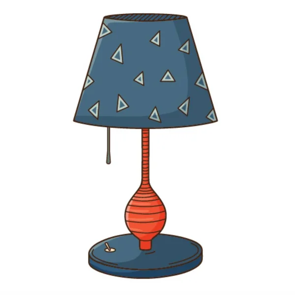 Une Lampe Table Avec Une Nuance Bleue Appareil Éclairage Électrique — Image vectorielle