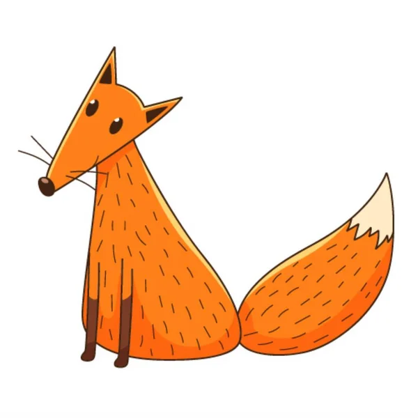 Simple Cute Fox Forest Mammal Decorative Element Outline Doodle Hand — 스톡 벡터