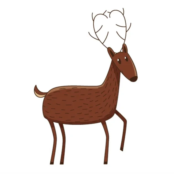 Simple Cute Deer Forest Wild Mammal Animal Decorative Element Outline — 스톡 벡터