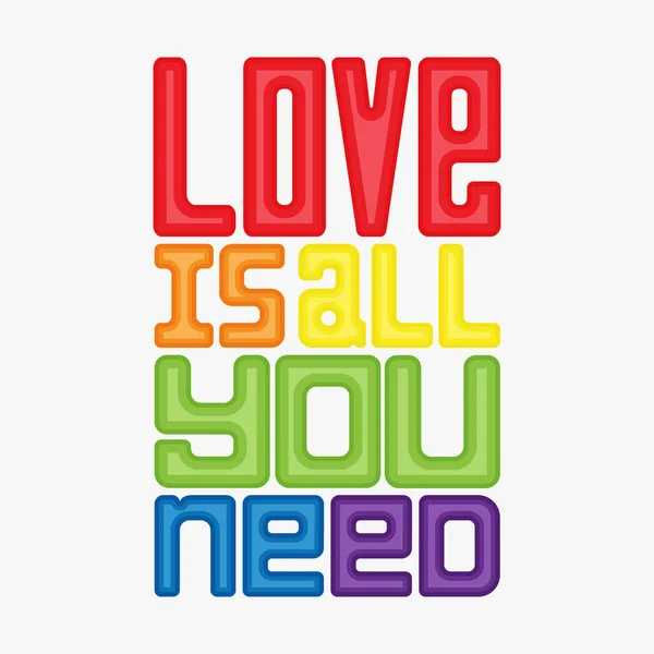 Plakát Slovy Láska Vše Potřebuješ Duhové Barvy Měsíc Hrdosti Lgbt — Stockový vektor