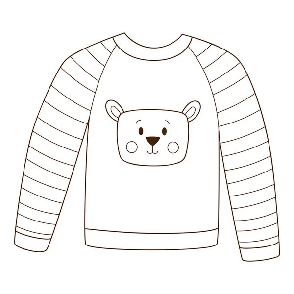 Casaco Com Urso Bonito Camisola Quente Pijama Roupas Outono Elemento —  Vetores de Stock