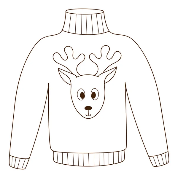 사슴귀여운 자켓을 말이야 스웨터 테두리가 디자인 손으로 벡터가 묘사되어 — 스톡 벡터