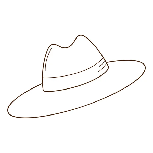 有帽檐的帽子 带有概要的设计元素 冬天的主题 黑色白色矢量图解 被白色背景隔离 — 图库矢量图片