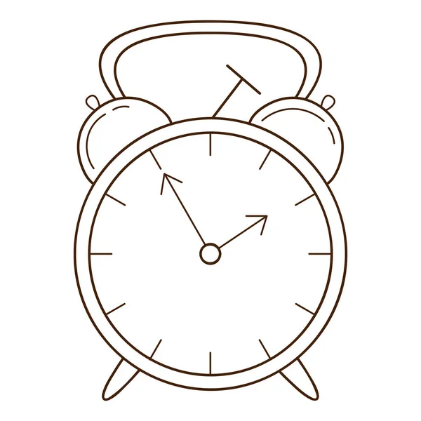 Relógio Alarme Mecânico Clássico Com Martelo Elemento Design Com Contorno — Vetor de Stock
