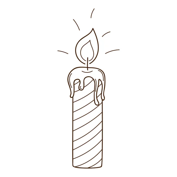 Dekorative Kerze Streifen Ein Brennendes Feuer Gemütliches Zuhause Dekoratives Gestaltungselement — Stockvektor