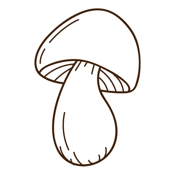 有帽子的森林蘑菇 黑色的桦树 森林的象征 秋天和收获 带有概要的设计元素 平面设计 黑色白色矢量图解 与白种人隔离 — 图库矢量图片