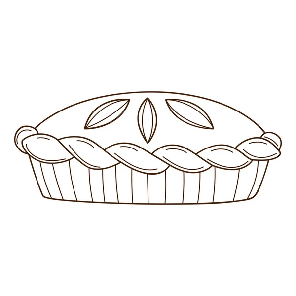 Ready Made Homemade Cake Baking Food Design Element Outline Doodle — Vetor de Stock