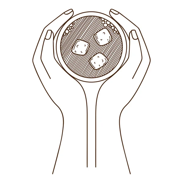 Чашка Кави Зефіром Руках Жінки Вид Зверху Дизайн Елемента Контуром — стоковий вектор