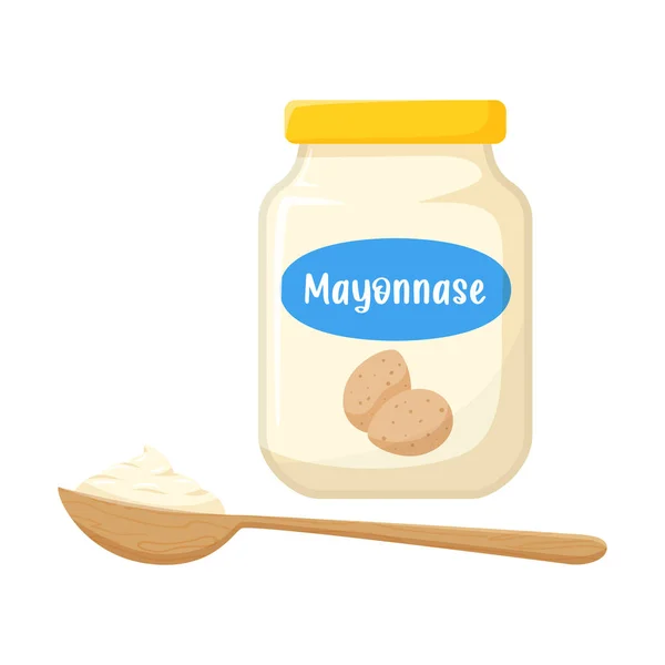 Mayonnaise Sauce Einem Glas Mit Wachteleiern Auf Dem Etikett Mayonnaise — Stockvektor
