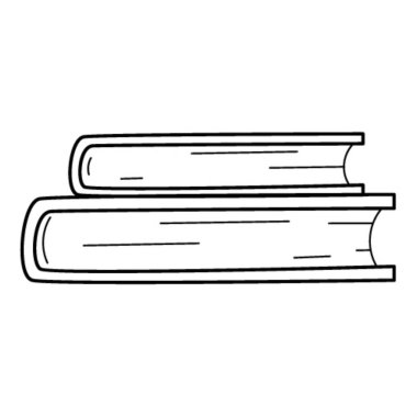 A stack of books. Doodle. Hand-drawn black and white vector illustration. Design elements are isolated on a white background.