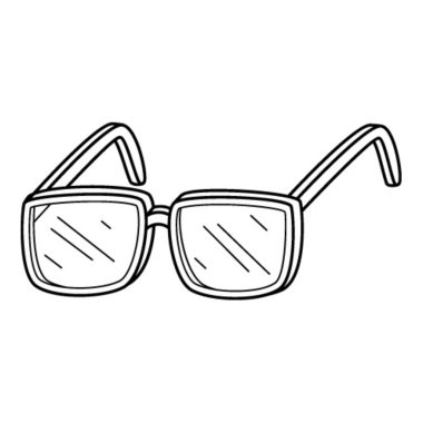 Optical glasses in . Doodle. Hand-drawn black and white vector illustration. The design elements are isolated on a white background