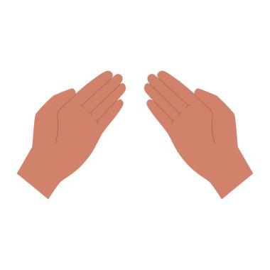 İki el, avuçlar yukarı. Jest yap. Tutuyor, veriyor, bir şey gösteriyor. İnsan eli. Beyaz arkaplanda izole edilmiş renk vektörü illüstrasyonu.