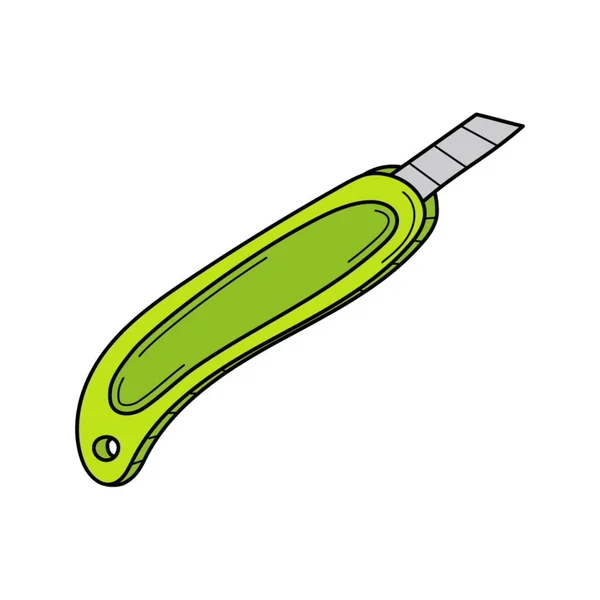 Cuchillo Papelería Objeto Escolar Material Oficina Doodle Ilustración Vectorial Colorida — Vector de stock