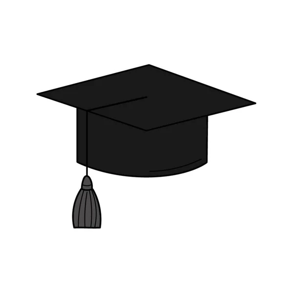 Sombrero Graduado Estilo Doodle Símbolo Graduación Ilustración Vectorial Colorida Dibujada — Vector de stock