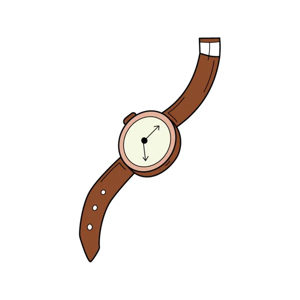 Orologio Polso Con Cinturino Stile Doodle Illustrazione Colorata Disegnata Mano — Vettoriale Stock