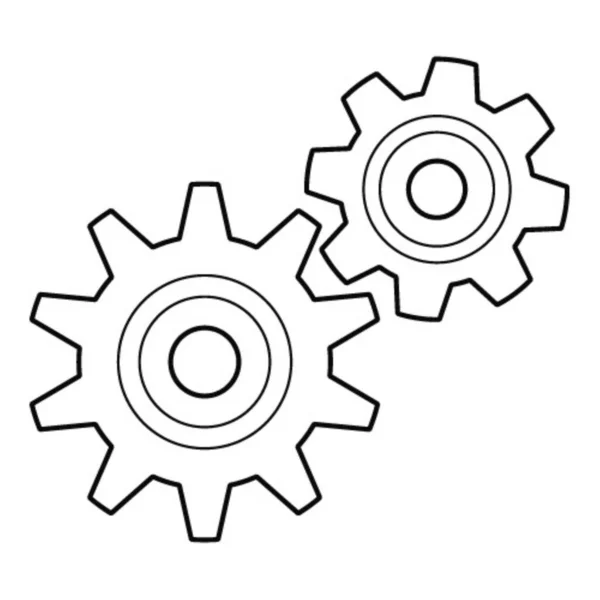 两个齿轮 关系的象征 手绘黑白矢量图解 被白色背景隔离 — 图库矢量图片