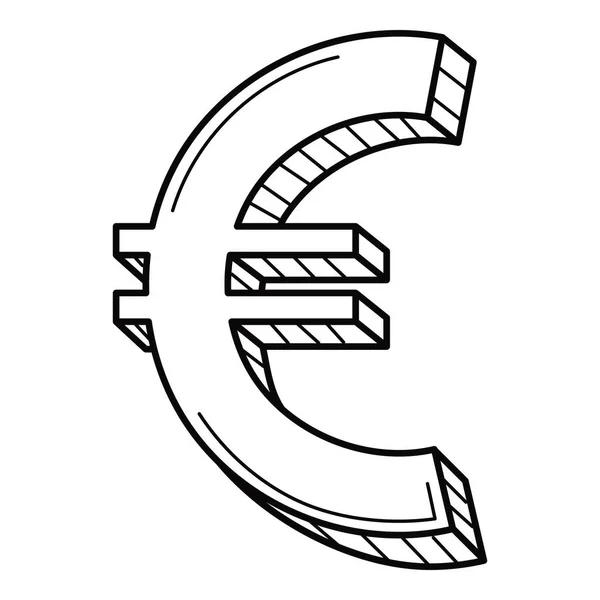 Tredimensionell Eurosymbol Den Europeiska Valutan Linjär Ikon Underteckna Handritad Svart — Stock vektor