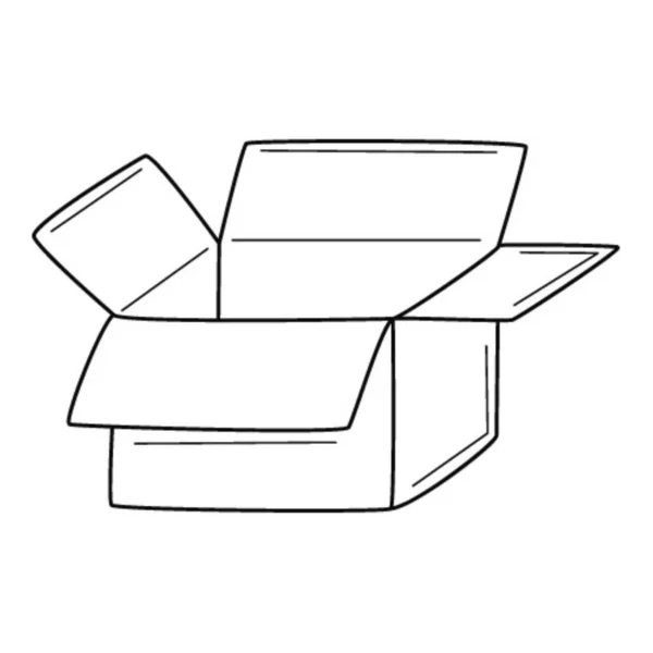 Открытая Пустая Картонная Коробка Доставка Подарок Распаковка Ручная Черно Белая — стоковый вектор