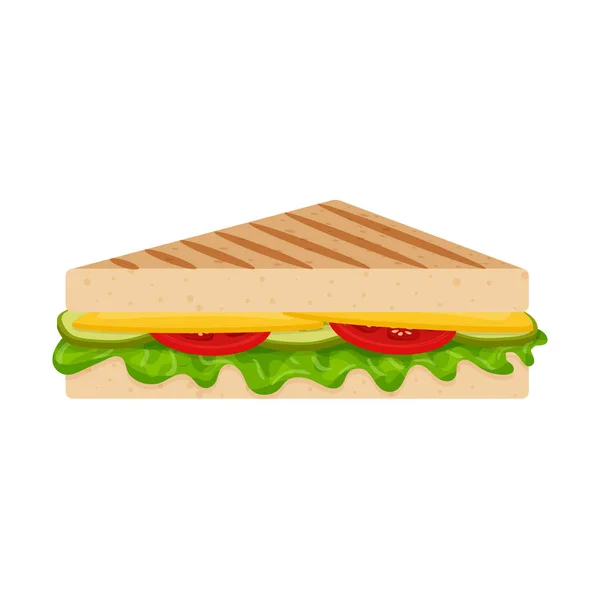 Gegrilltes Sandwich Mit Kräutern Käse Tomaten Und Gurken Fast Food — Stockvektor