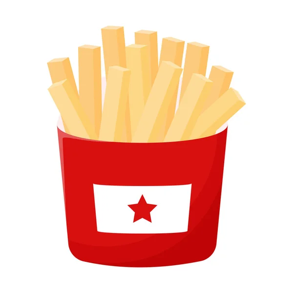 Fried French Fries Red Paper Box Street Fast Food Fat — Wektor stockowy