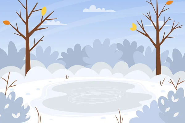 หนาวแนวนอน นไม เปล มไม ปกคล วยห ทะเลสาบแช มะลอย ภาพเวกเตอร นหล — ภาพเวกเตอร์สต็อก