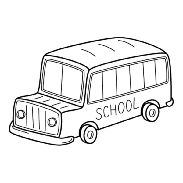 Bus Scolaire Style Caniche Illustration Vectorielle Noir Blanc Dessinée Main — Image vectorielle