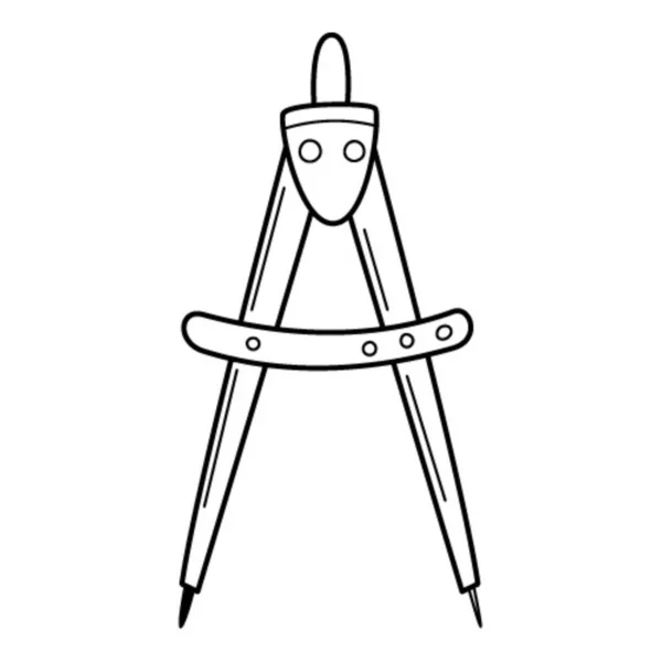 Kompas Pro Kreslení Kruhů Školní Předmět Doodle Ručně Kreslená Černobílá — Stockový vektor