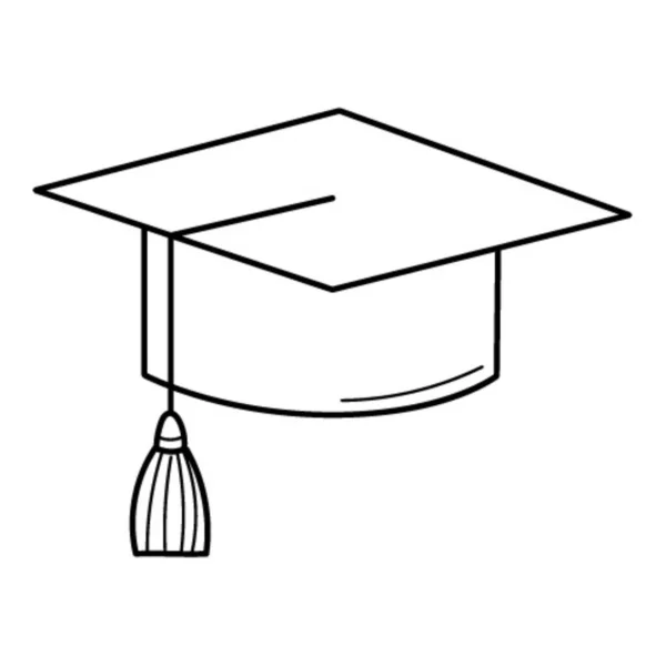 Absolventenhut Doodle Stil Das Symbol Des Abschlusses Handgezeichnete Schwarz Weiße — Stockvektor