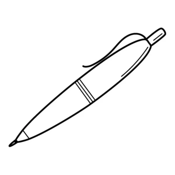 Ein Kugelschreiber Doodle Schreibwaren Bürobedarf Handgezeichnete Schwarz Weiße Vektorillustration Die — Stockvektor
