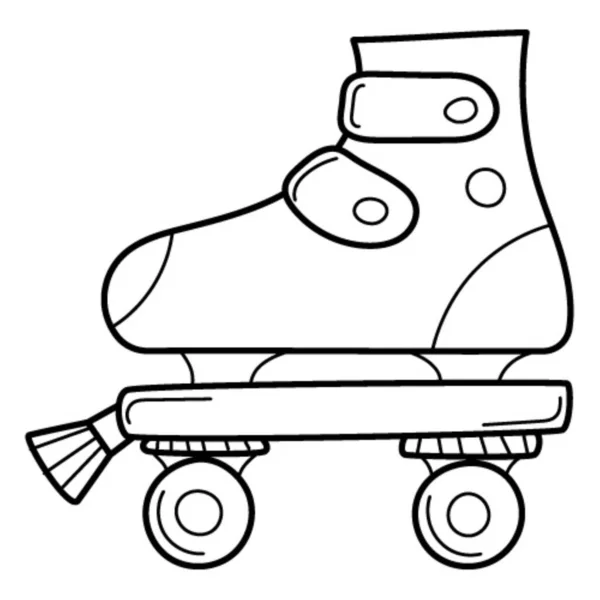 Vintage Roller Skate Doodle Hand Drawn Black White Vector Illustration — 图库矢量图片