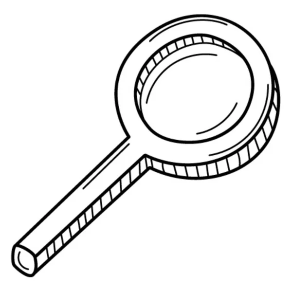 Magnifying Glass Handle Symbol Search Research Doodle Hand Drawn Black — Stock Vector