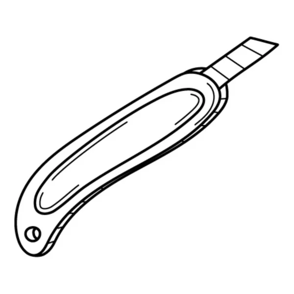Ein Schreibwarenmesser Schulsachen Büromaterial Doodle Handgezeichnete Schwarz Weiß Vektorillustration Die — Stockvektor