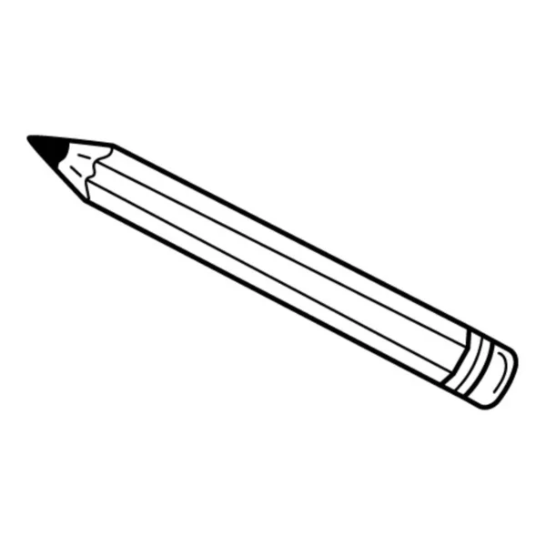 Ein Einfacher Bleistift Mit Radiergummi Schulsachen Büromaterial Doodle Handgezeichnete Schwarz — Stockvektor