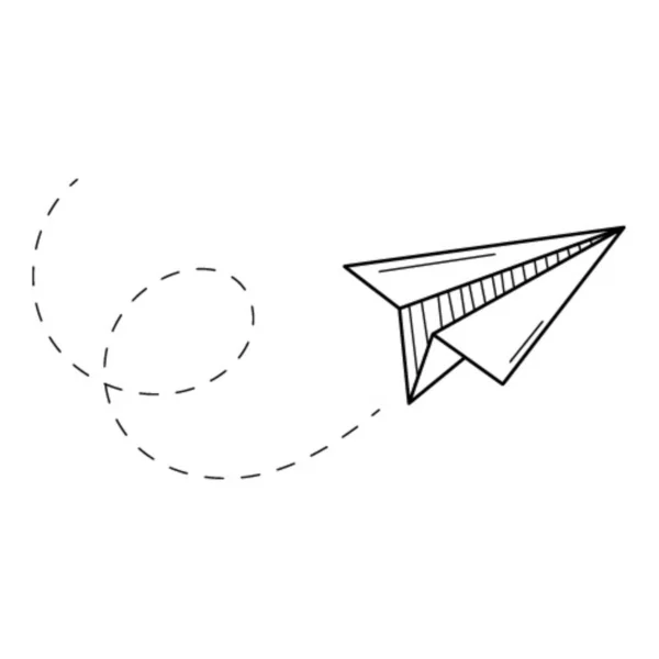 Flying Paper Airplane Origami Symbol Startup Development Undertaking Doodle Hand — Stockvector
