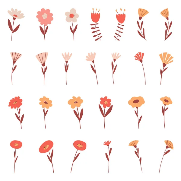 Eine Reihe Einfacher Farben Boho Farben Botanische Designelemente Flache Vektordarstellungen — Stockvektor