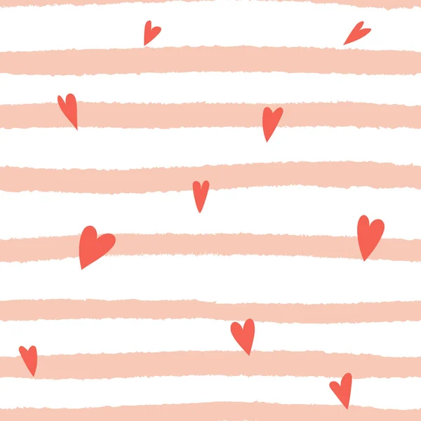 Basit Pürüzsüz Elle Çizilmiş Dokunuşlar Kalpler Sevgililer Günü Için Ambalaj — Stok Vektör