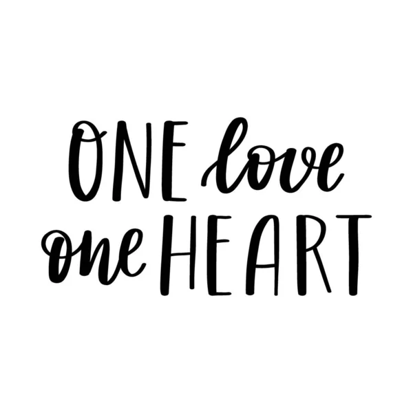 Frase Manoscritta One Love One Heart Lettere Mano Parole Sul — Vettoriale Stock