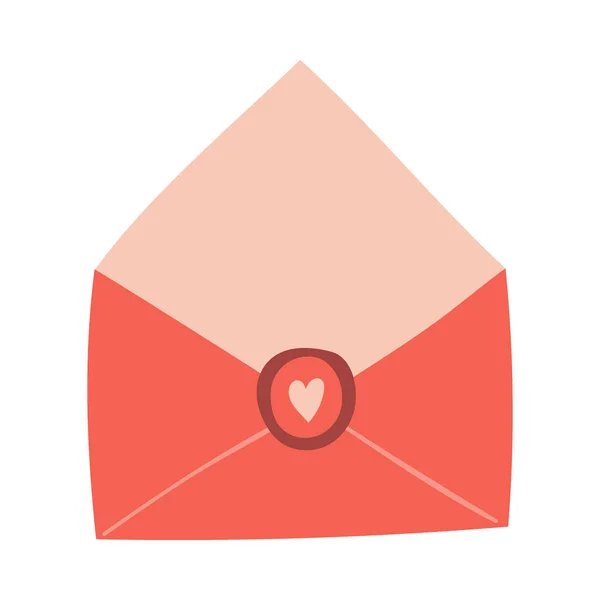 Empty Open Red Envelope Heart Cute Decorative Element Valentine Day — Stockvektor